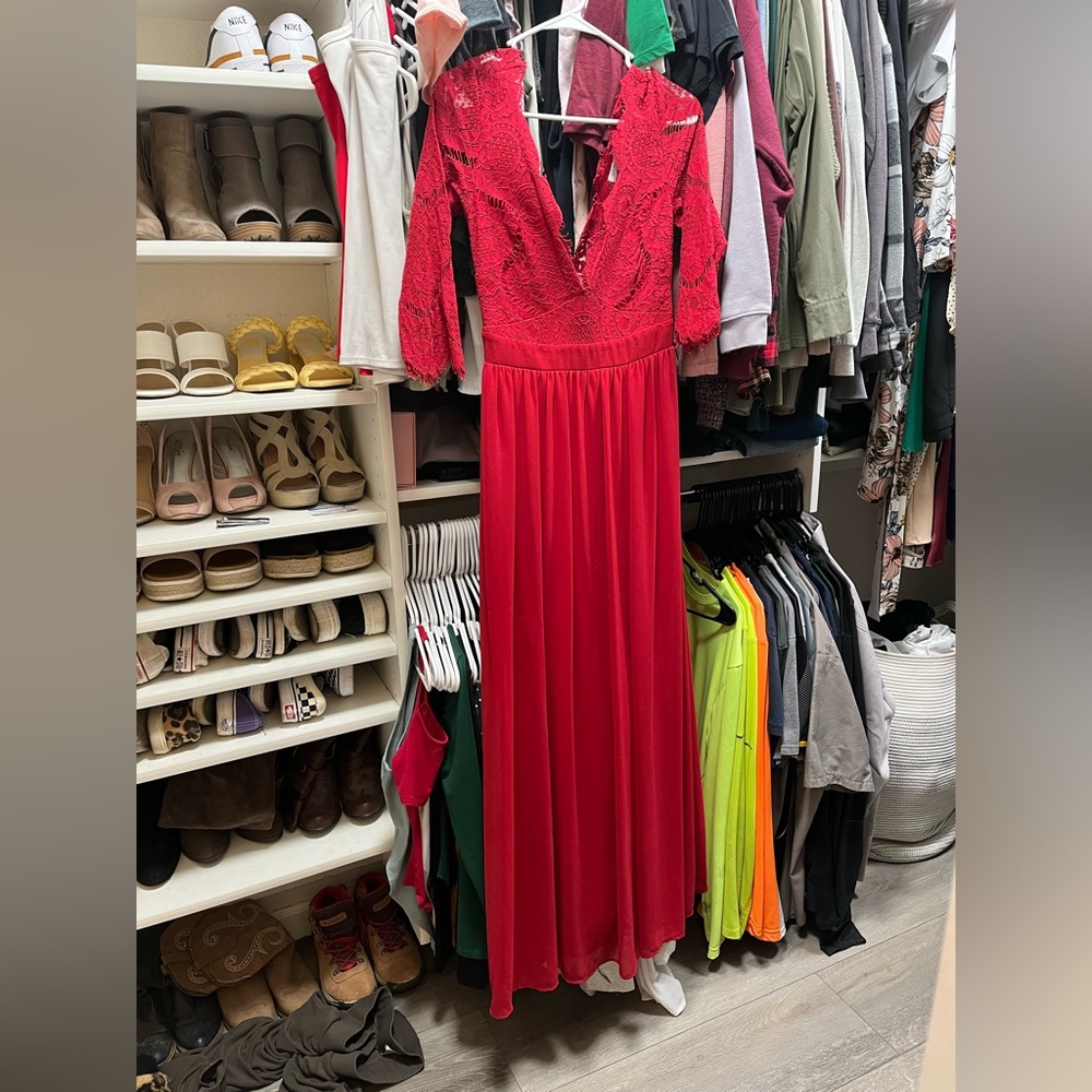 Red Floor Length Gown